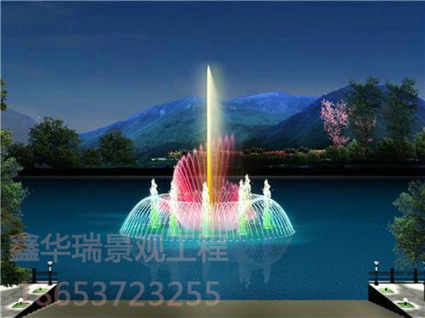 山體公園湖中5米噴泉效果圖
